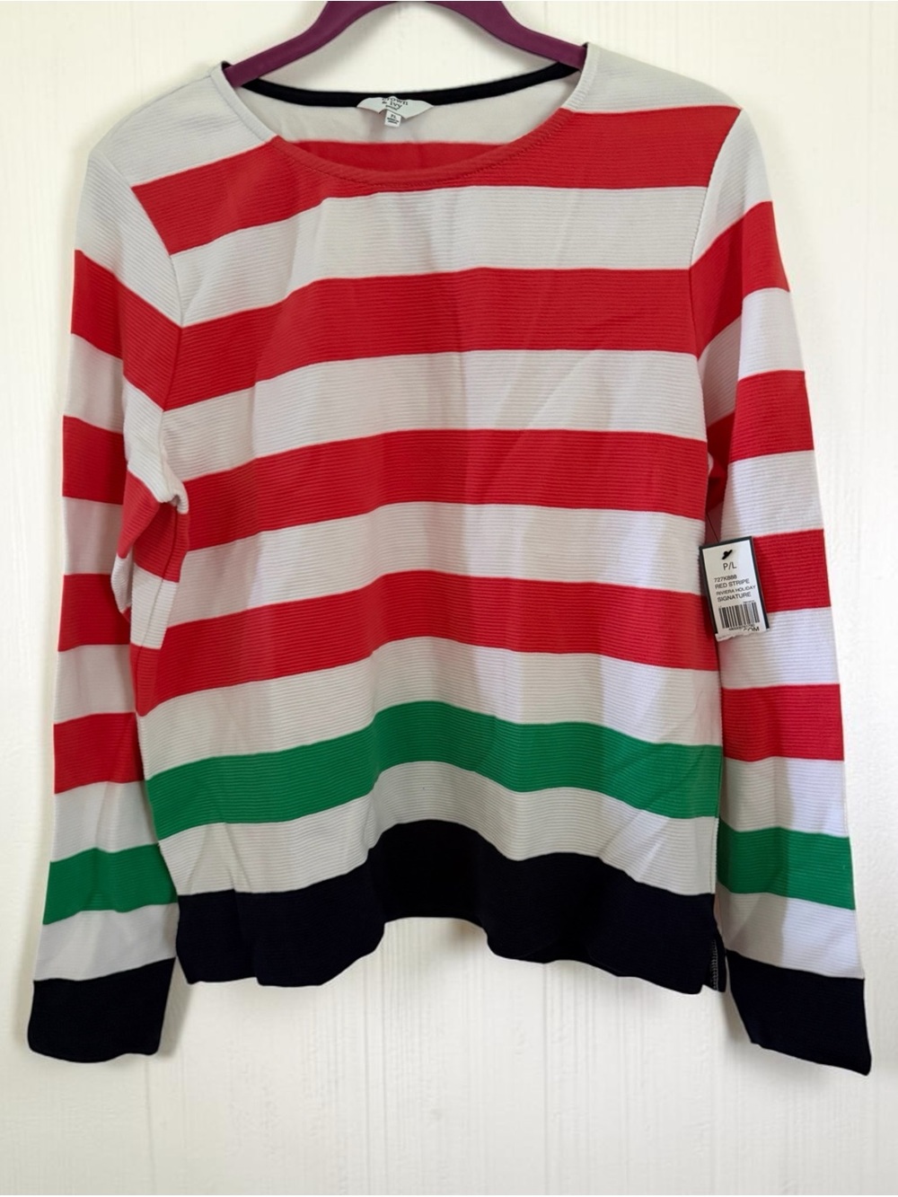 Crown & ivy Striped Knit Top in Red, White & Black